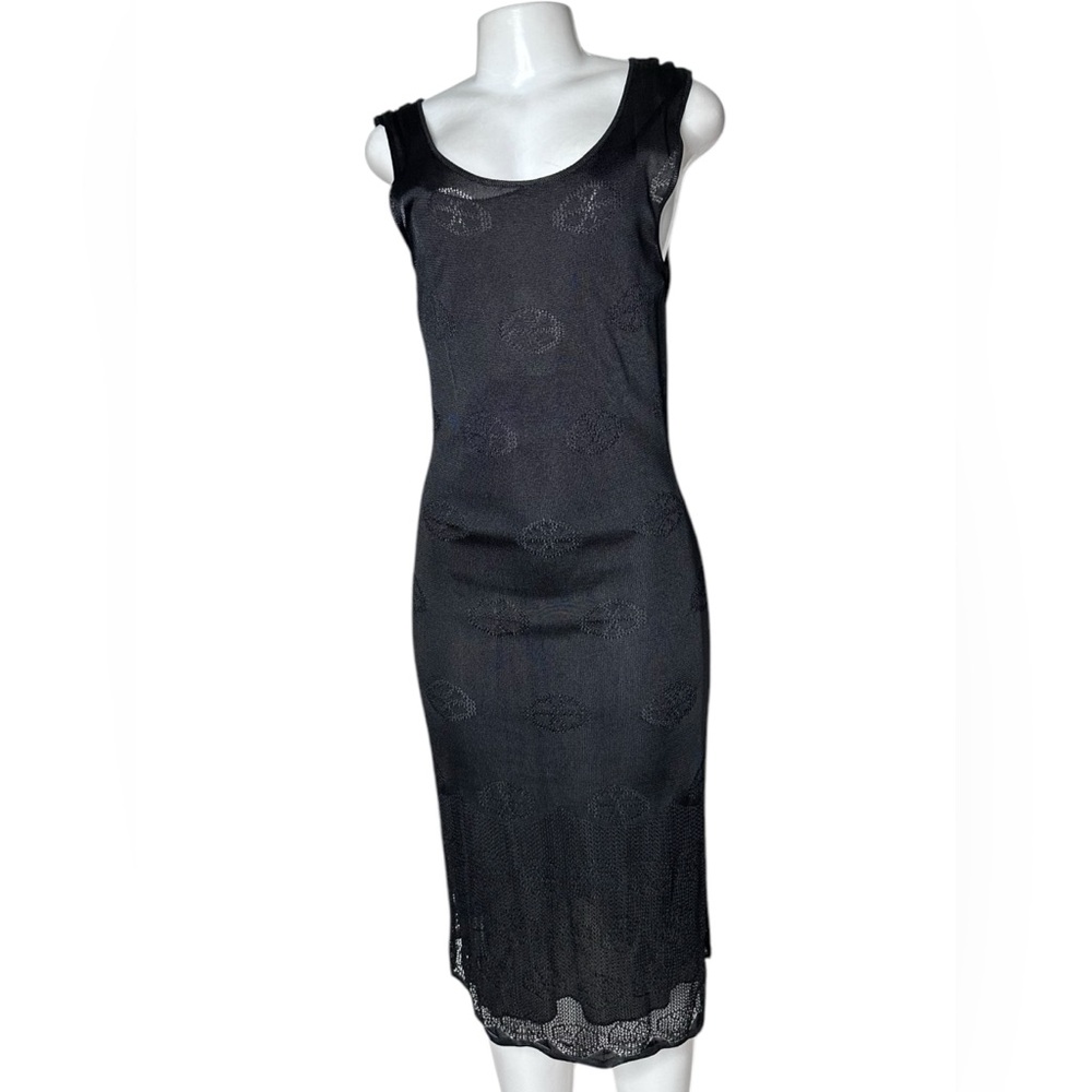 Codice Italy Black Sheer Knit Midi Dress with Detachable Liner | Size IT 46 NWT
